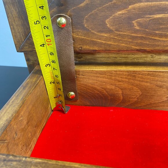Handmade Wooden Jewelry Box, Red Velvet, Top Opening Keepsake, Luxury Wood, Vint - Picture 9 of 10